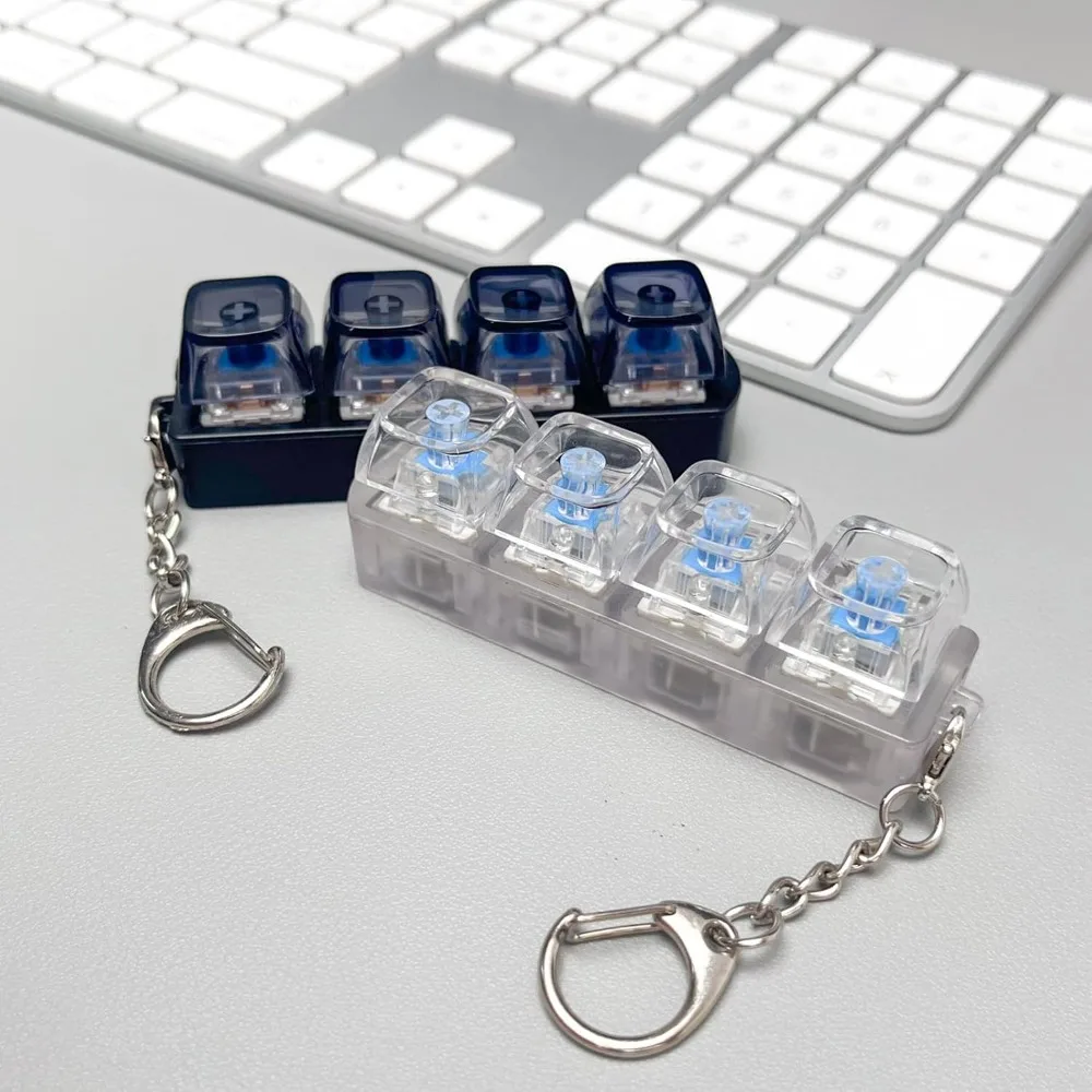Office Productivity Tech - 1 Stück LED-Tastatur-Tastenkappe Stressabbau-Schlüsselanhänger 4-Tasten-Fidget-Tool für